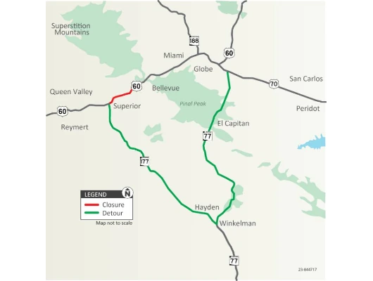 Full closures scheduled on US 60 between Superior…