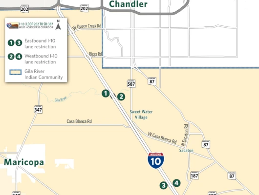 I-10 Lane Restrictions Near Wild Horse Pass Corridor&hellip;